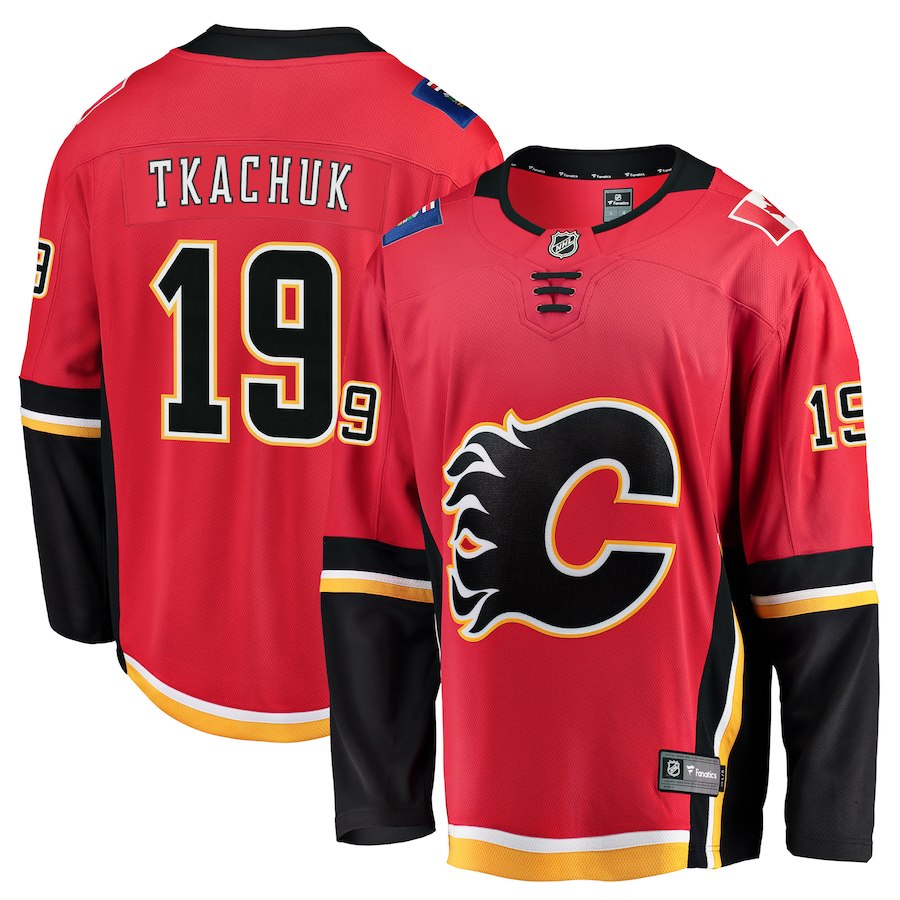 NHL Men Calgary Flames 19 Matthew Tkachuk Red Breakaway Player Jersey
